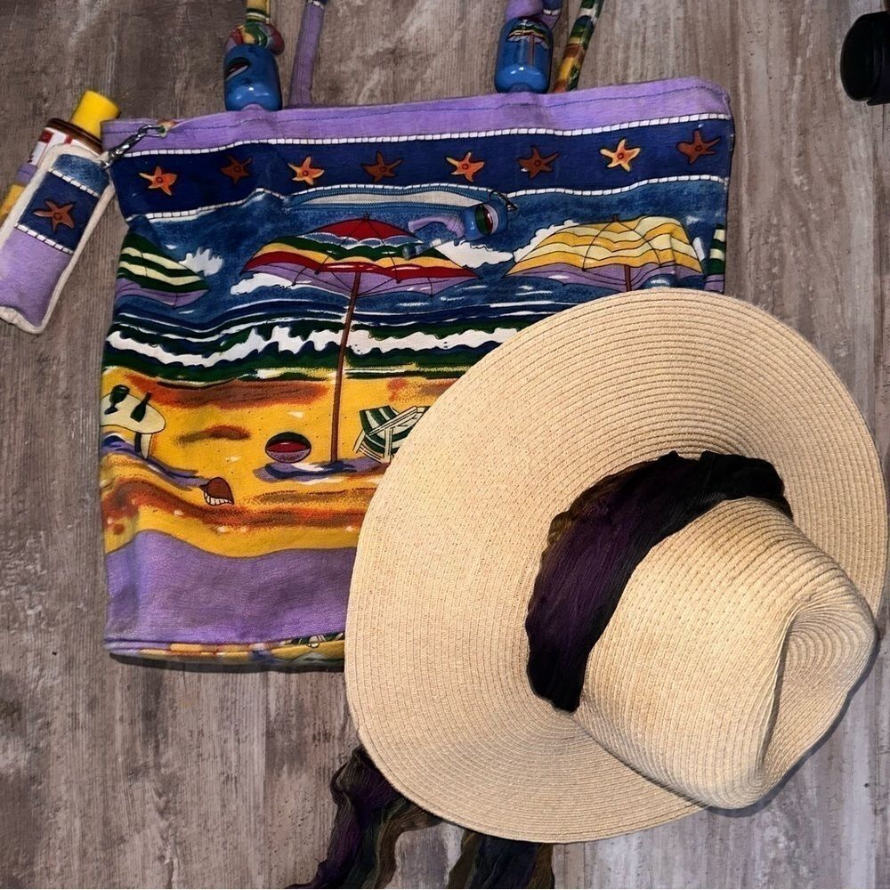 SCALA wide brim straw hat with scarf ties